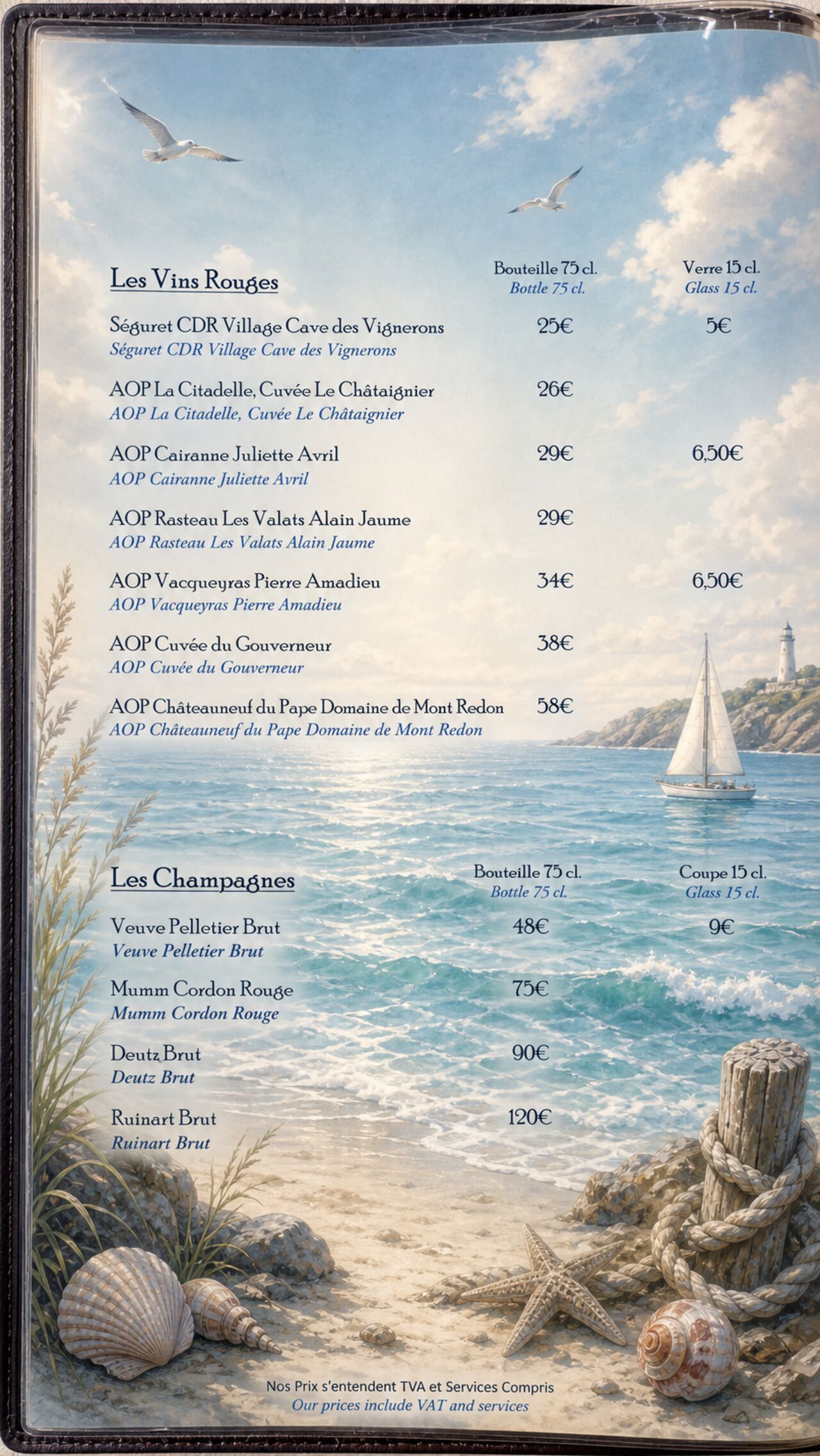 Notre carte des vins