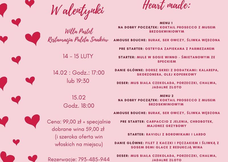 Walentynki w Restauracji Paleta Smaków