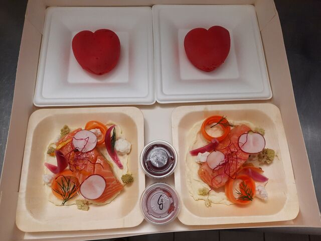 Entrée et dessert de la saint valentin à emporter !