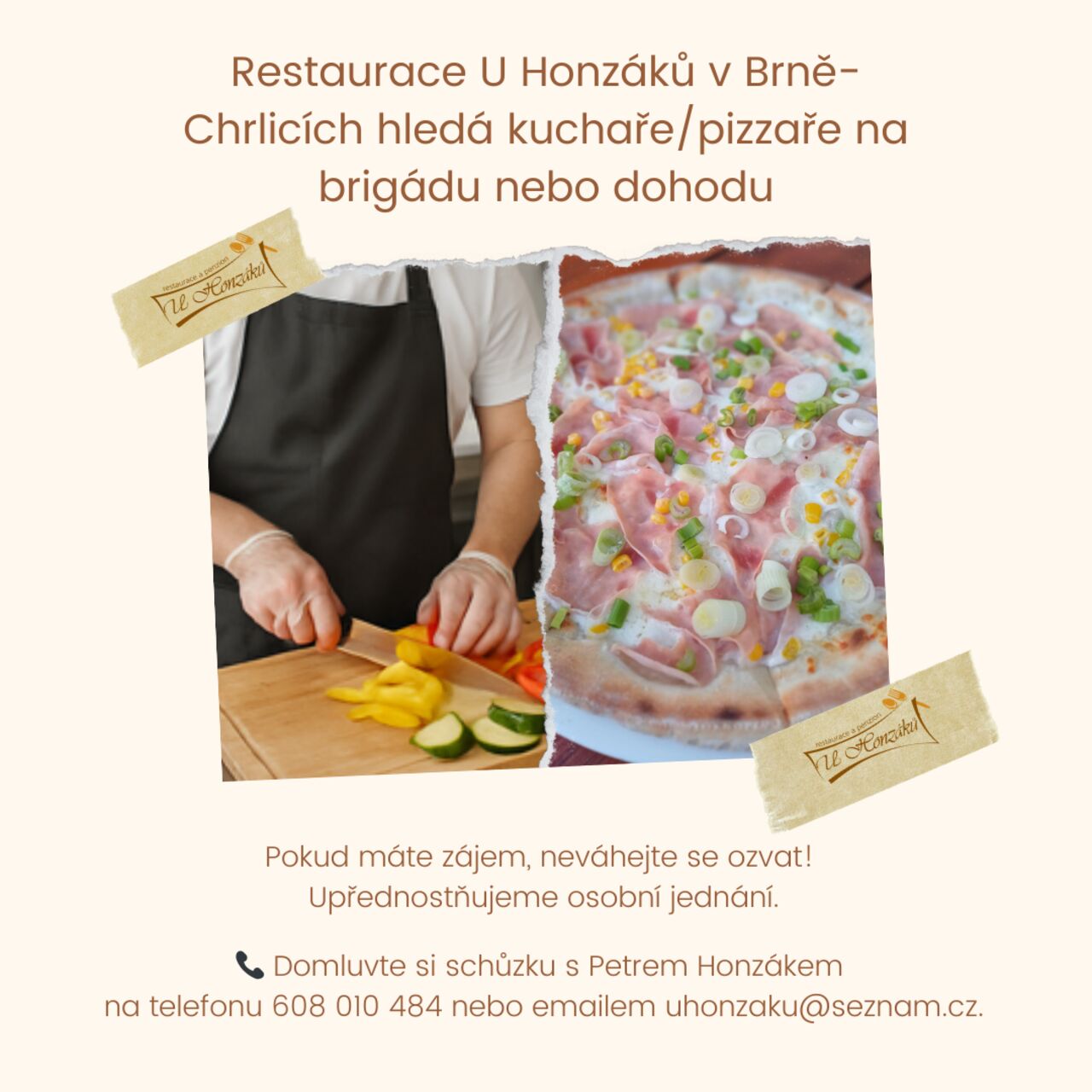hledáme kuchaře / pizzaře na brigádu nebo dohodu