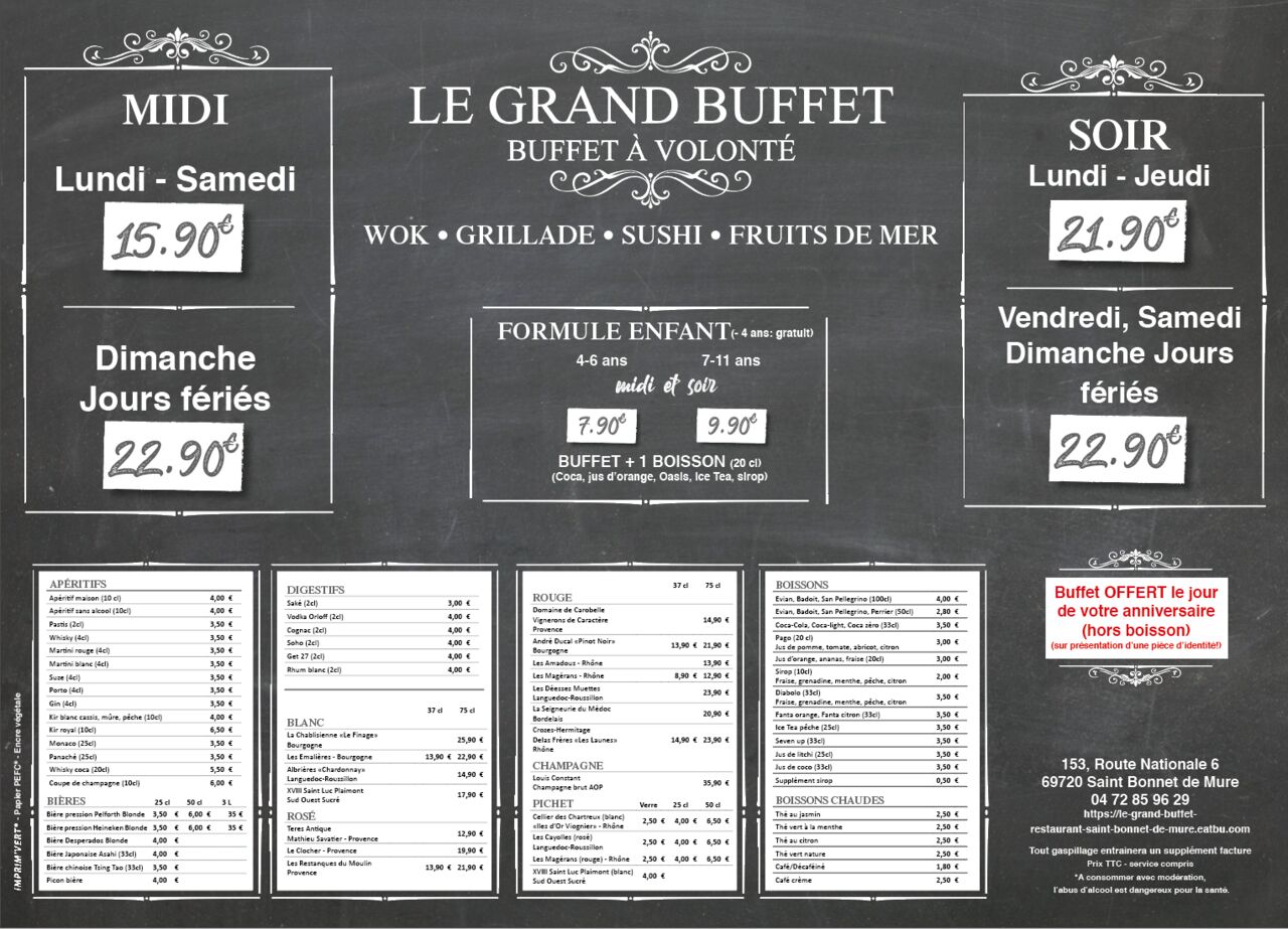 Nouveau menu
À partir de 24 février 2022