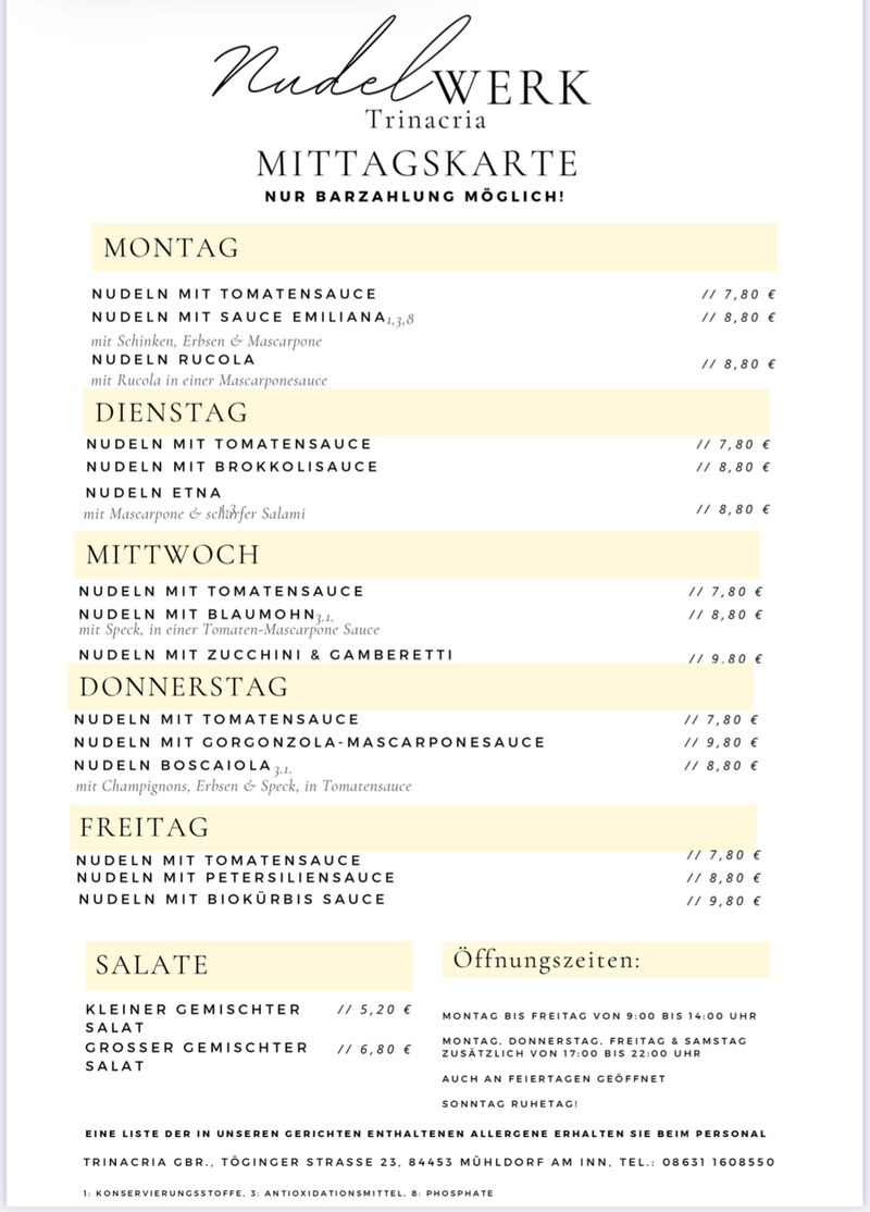 Mittagskarte 30.09 - 04.10