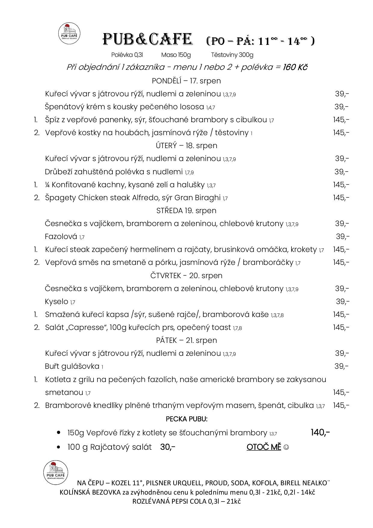 DENNÍ MENU od 17. SRPEN