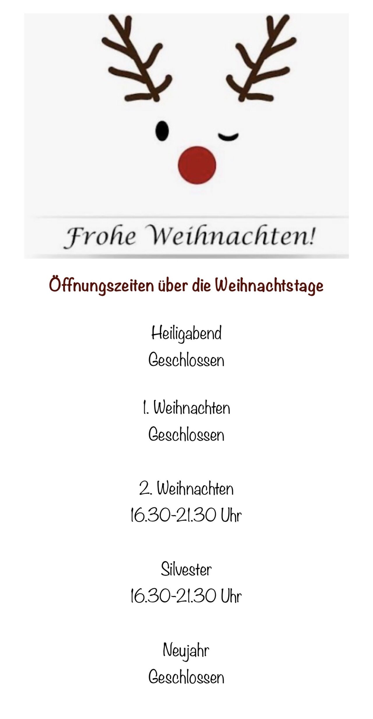Öffnungszeiten Weihnachten