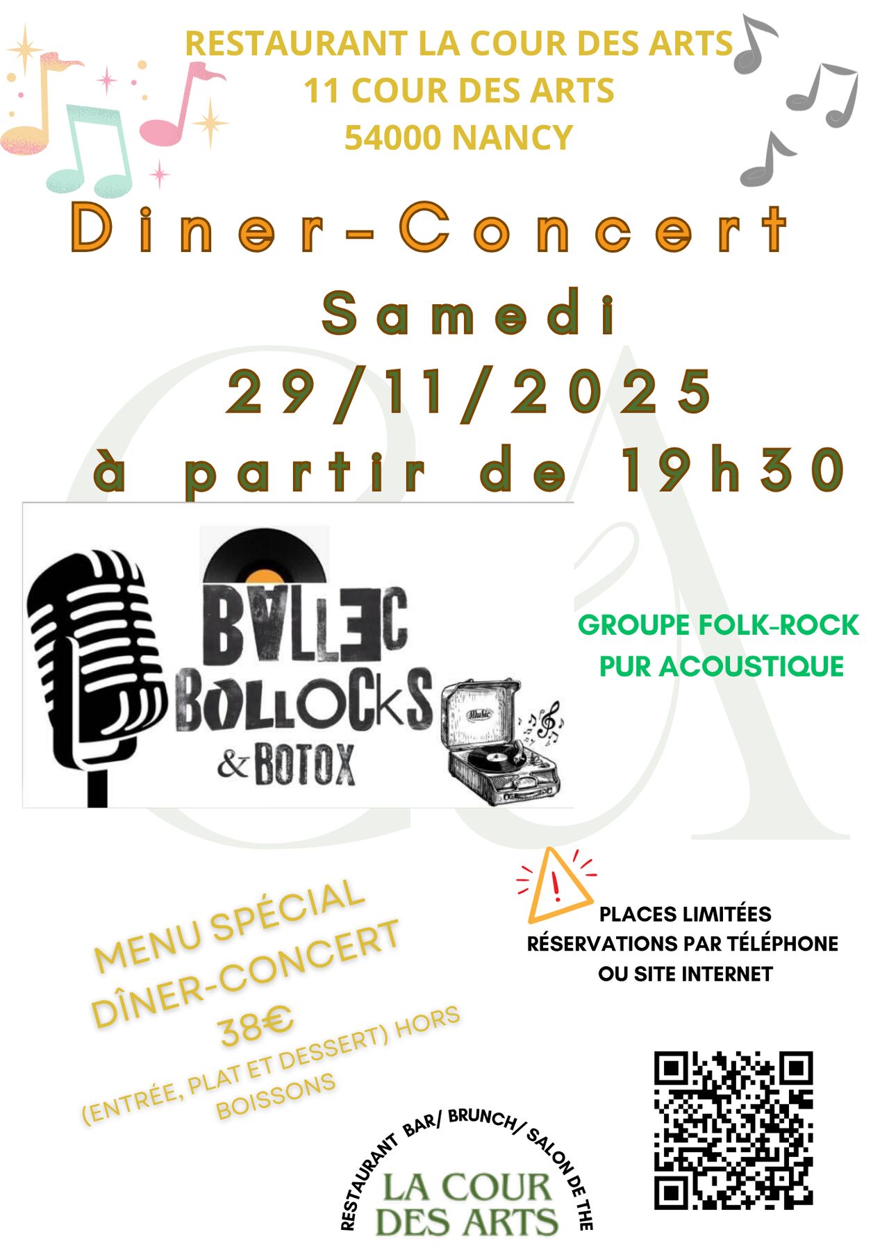 Diner-Concert Samedi 29/11/2025