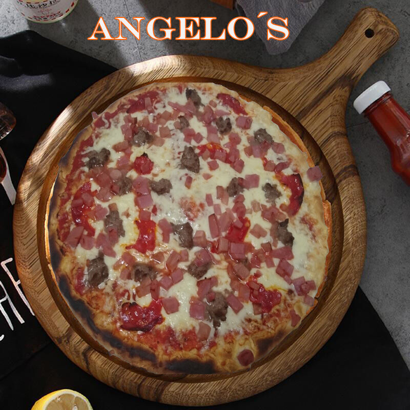 Tomate Base, Queso, Chorizo, Ternera, Bacón y J.York.