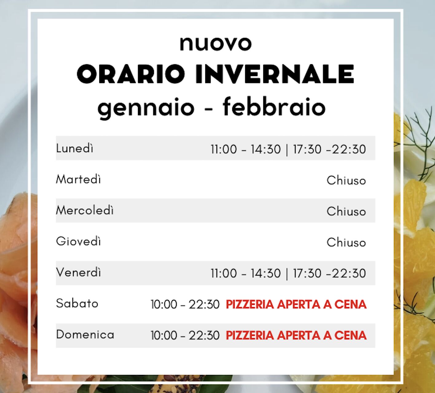 Nuovo Orario Invernale
