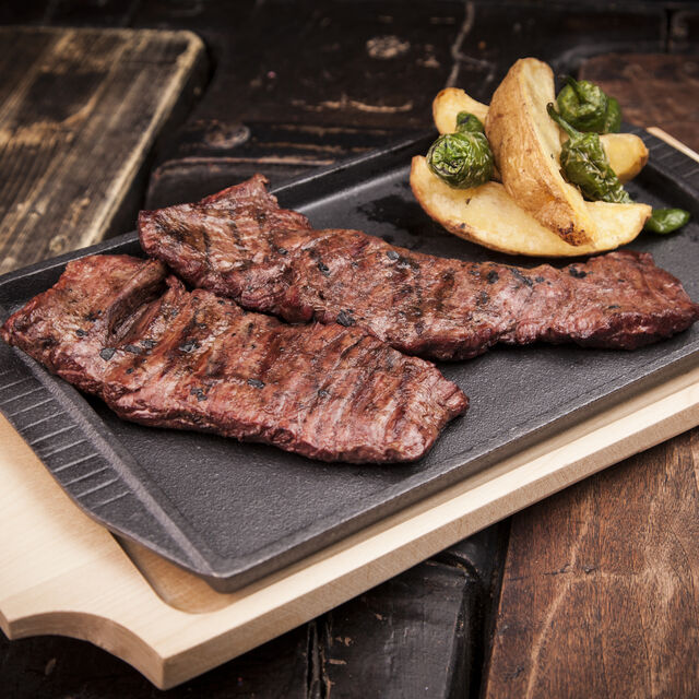 Entraña de ternera a la parrilla.