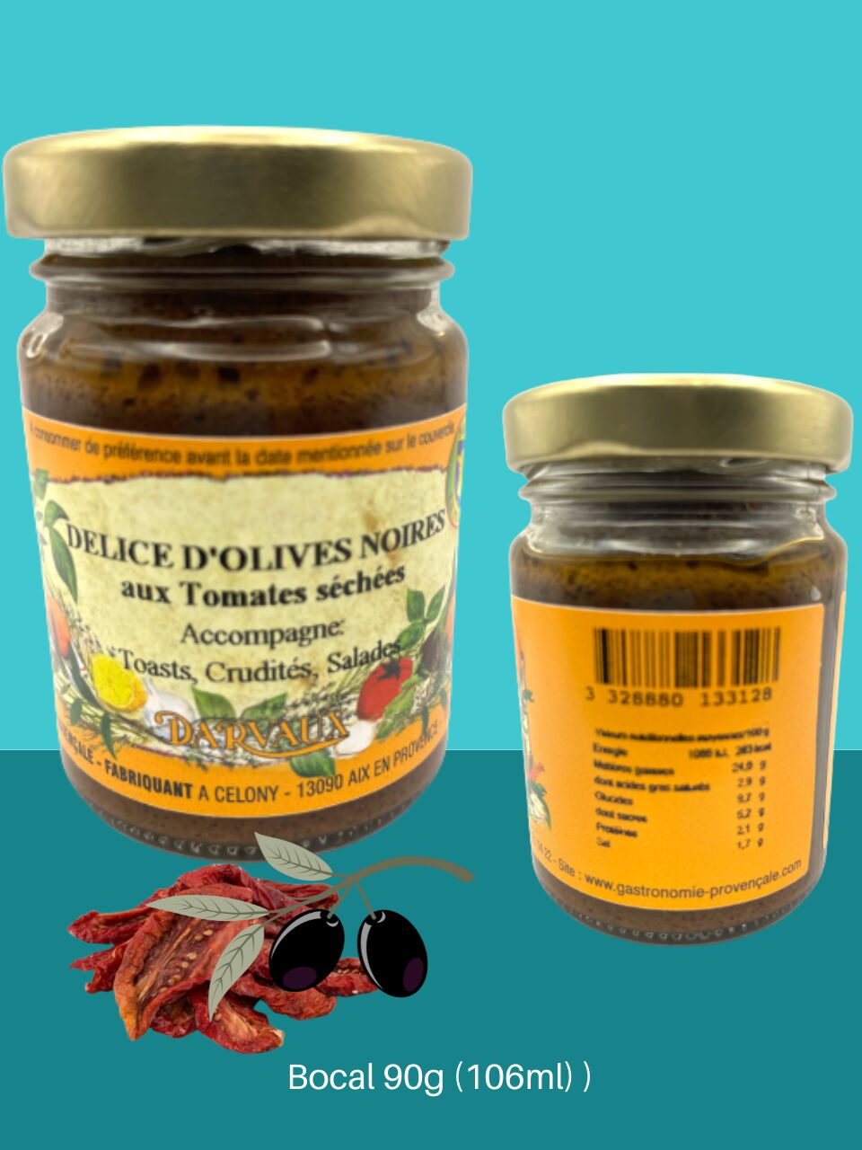 DÉLICE D'OLIVES NOIRES aux Tomates Séchées - 90g (106ml)