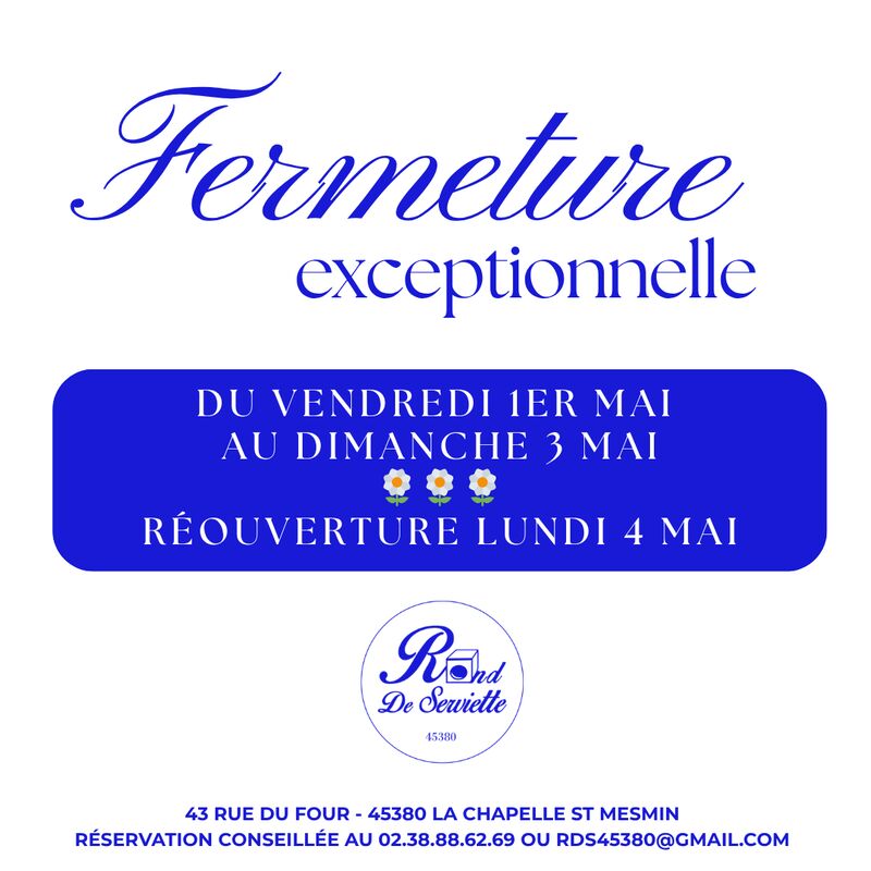 FERMETURE EXCEPTIONNELLE