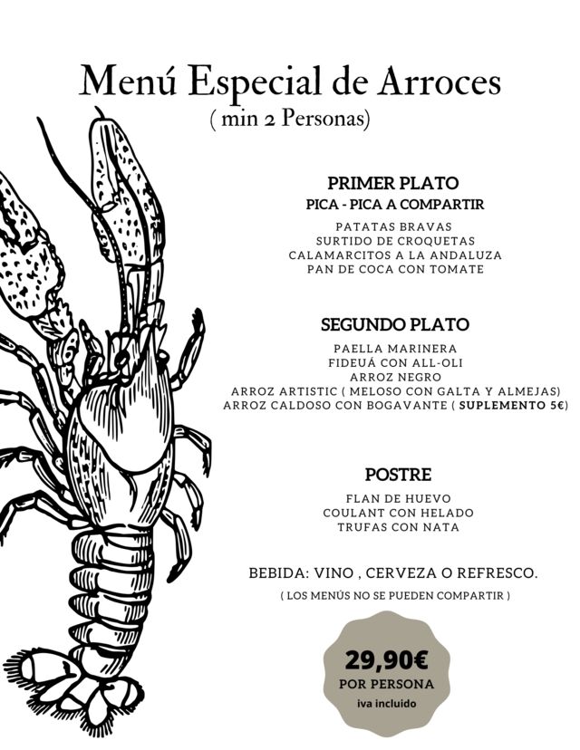 MENÚ ESPECIAL DE ARROCES