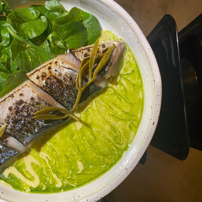 Mackerel/hazelnut/watercress/