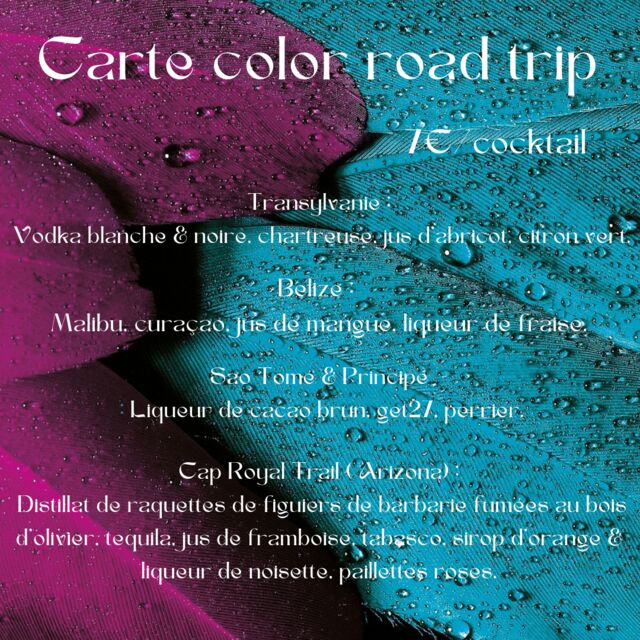 Carte des cocktails