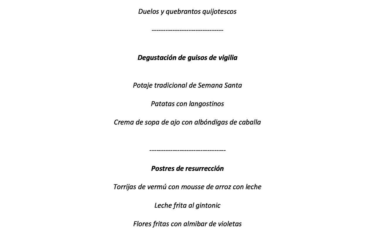 Menú de Semana Santa