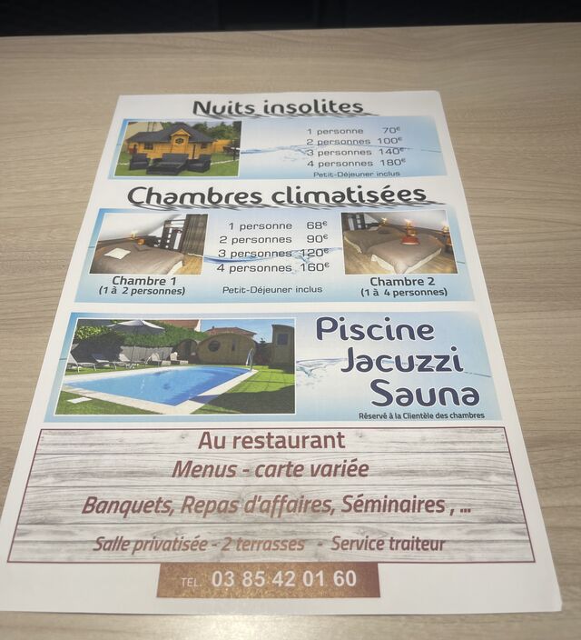 Tarifs chambres et chalet 