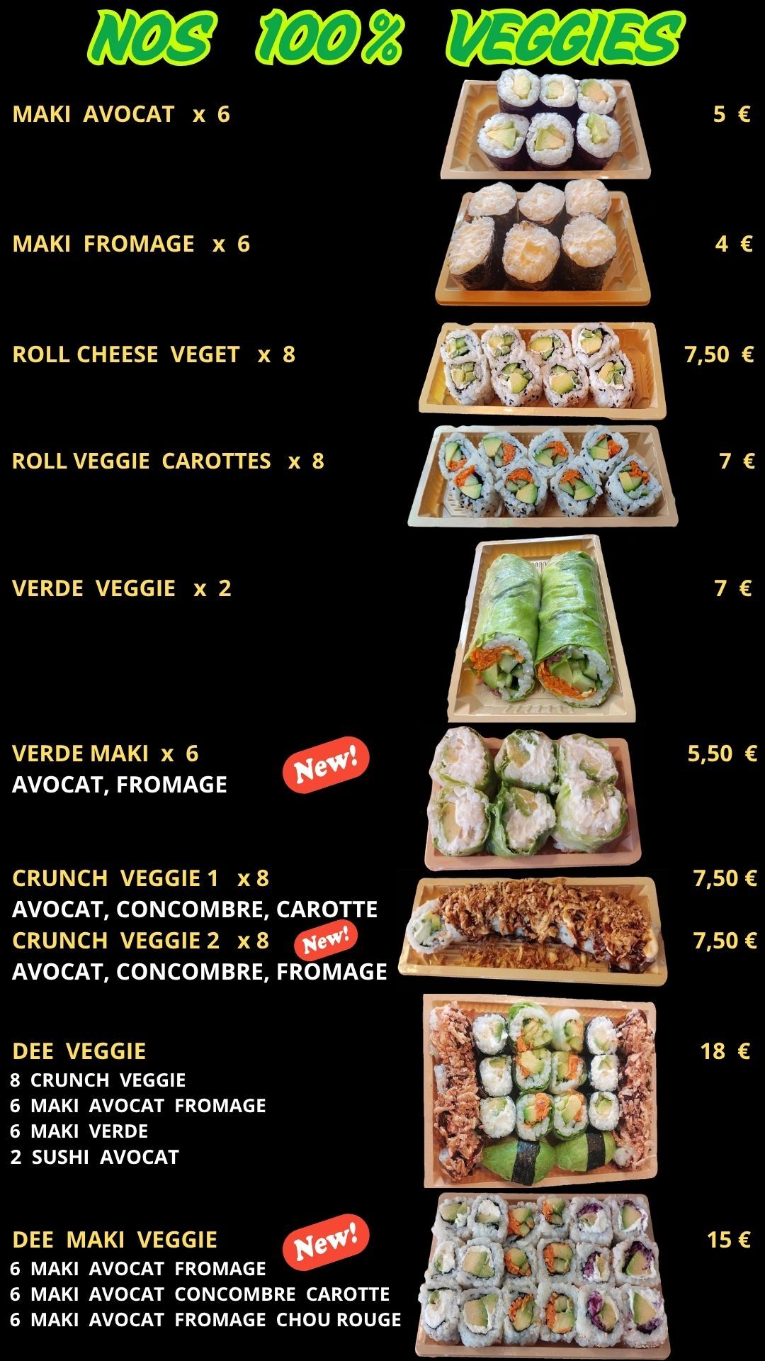 NOS SUSHIS 100 % VEGGIES