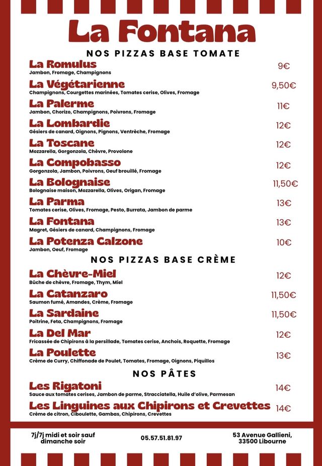 LES PIZZAS ET LES PATES A EMPORTER 