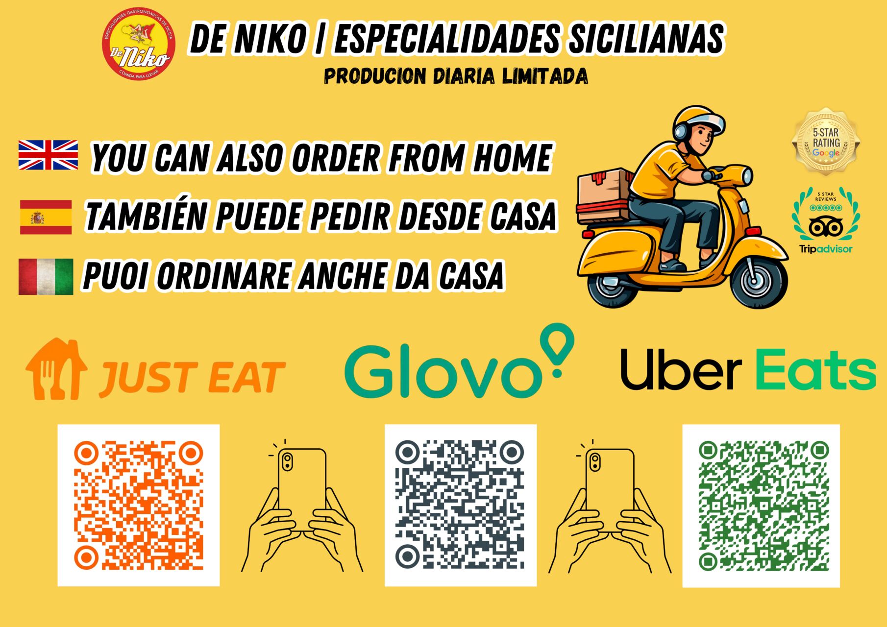 GLOVO, UBEREATS Y JUSTEAT Entrega a domicilio