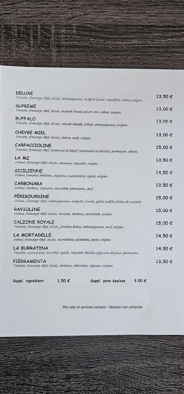 Pizzas sur place 