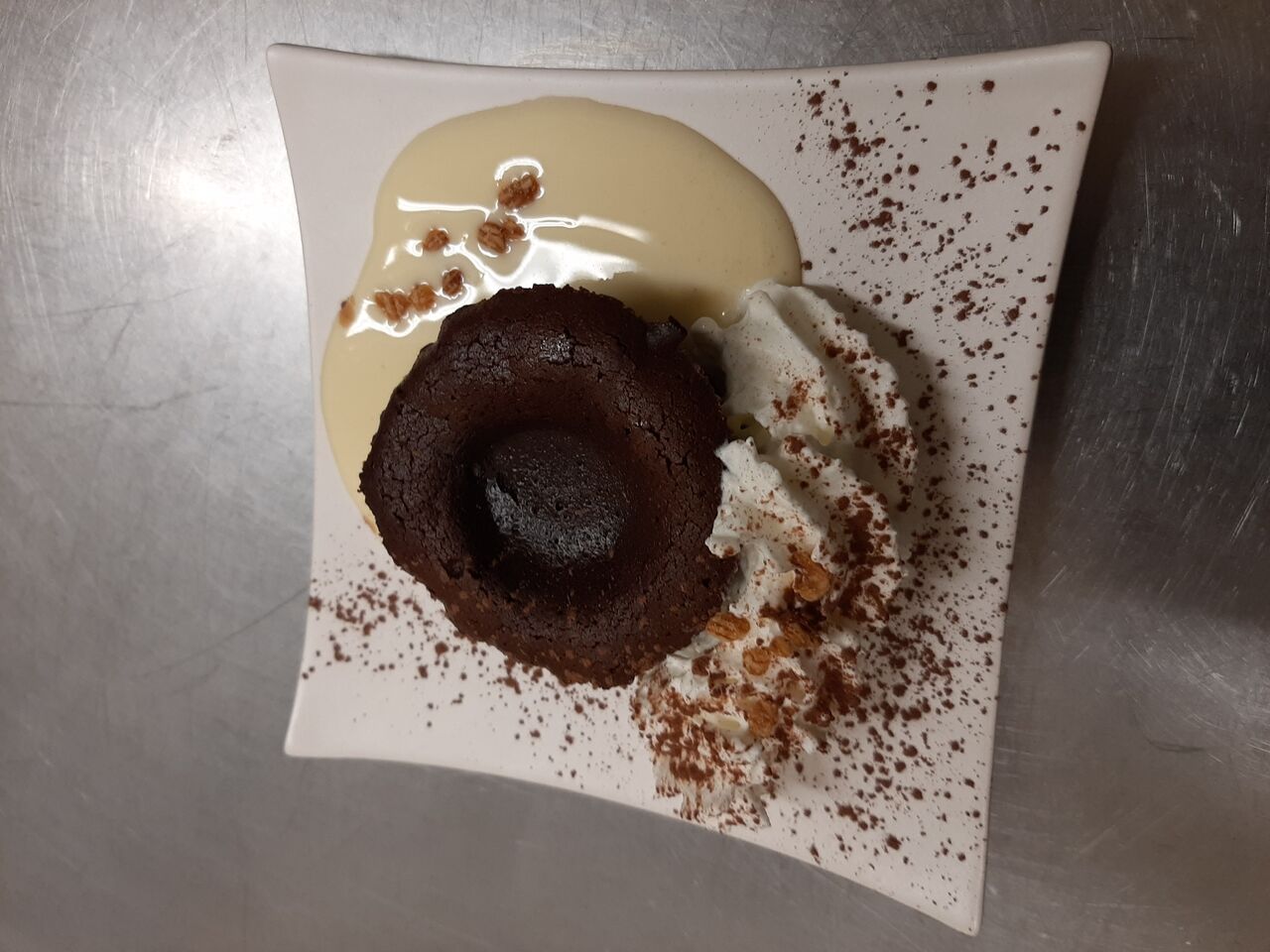 Moelleux chocolat fait maison et sa crème anglaise 