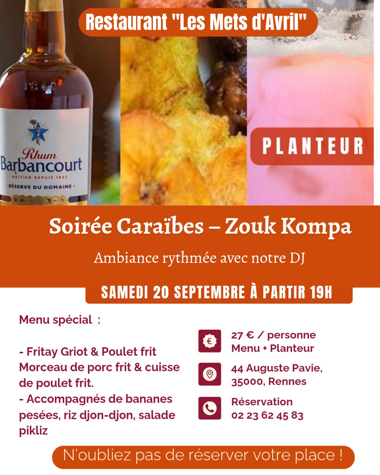 Les Mets d’Avril célèbrent les Caraïbes à Rennes : une soirée Zouk Kompa à ne pas manquer !