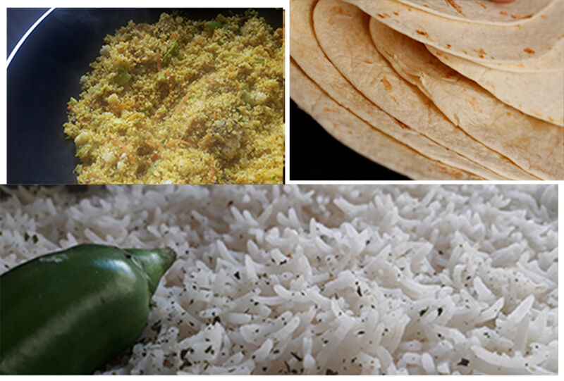 Acompanhamentos Diversos
(Arroz aromático XX, pães diversos, cuzcuz, etc.)