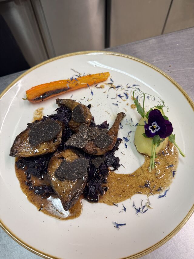 Palombe, purée fumée, Bonbon de truffe