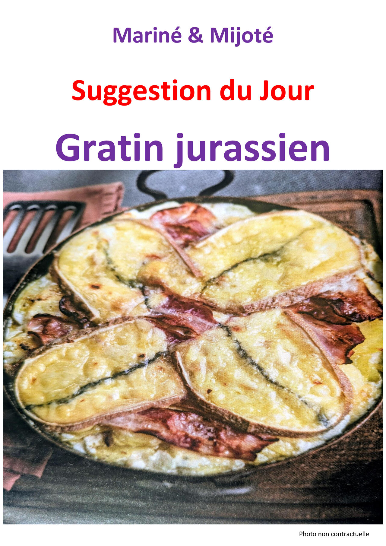 Suggestion du jeudi 15 Janvier 2026