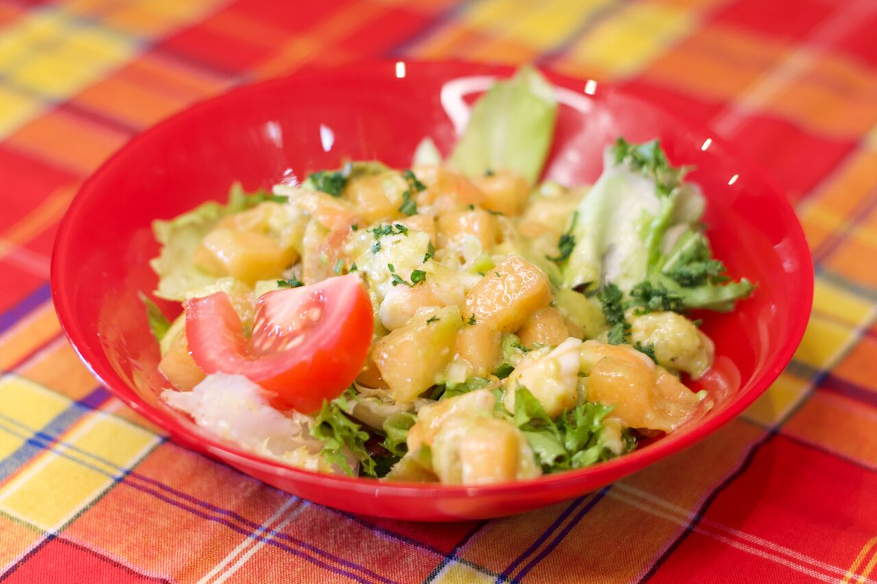 Salade de Crevettes Avocat Melon