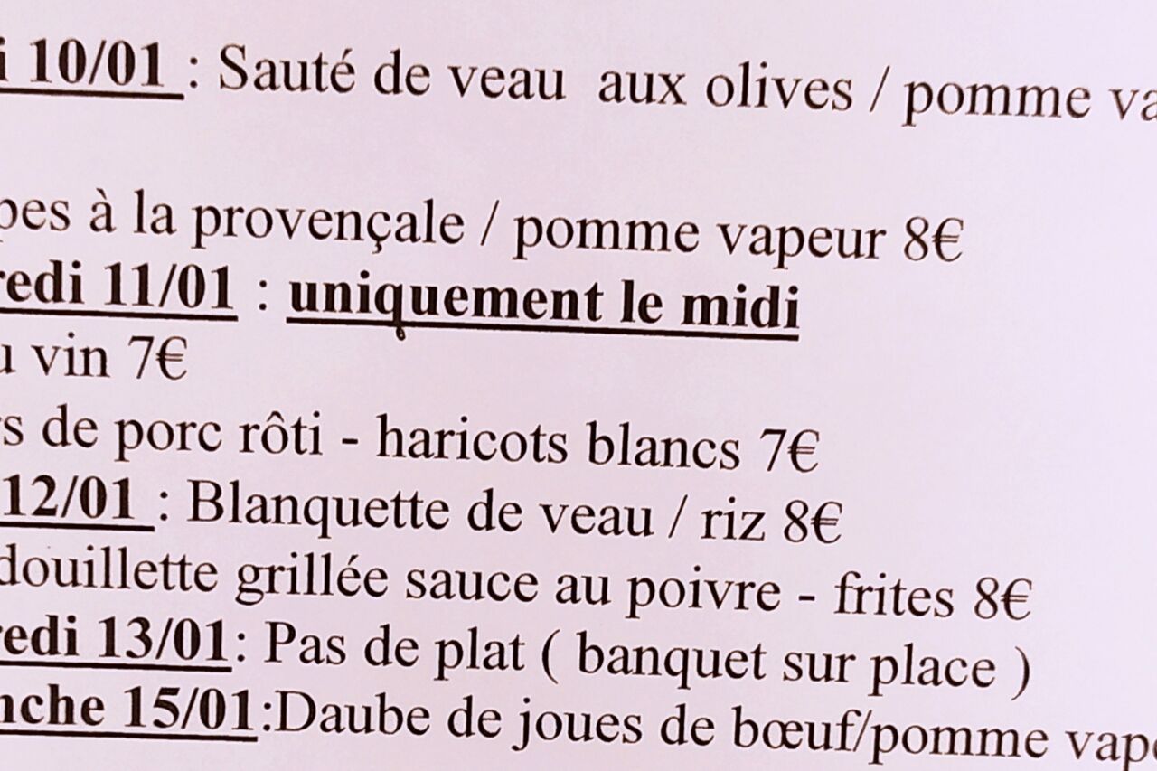 Nos plats à emporter de la semaine