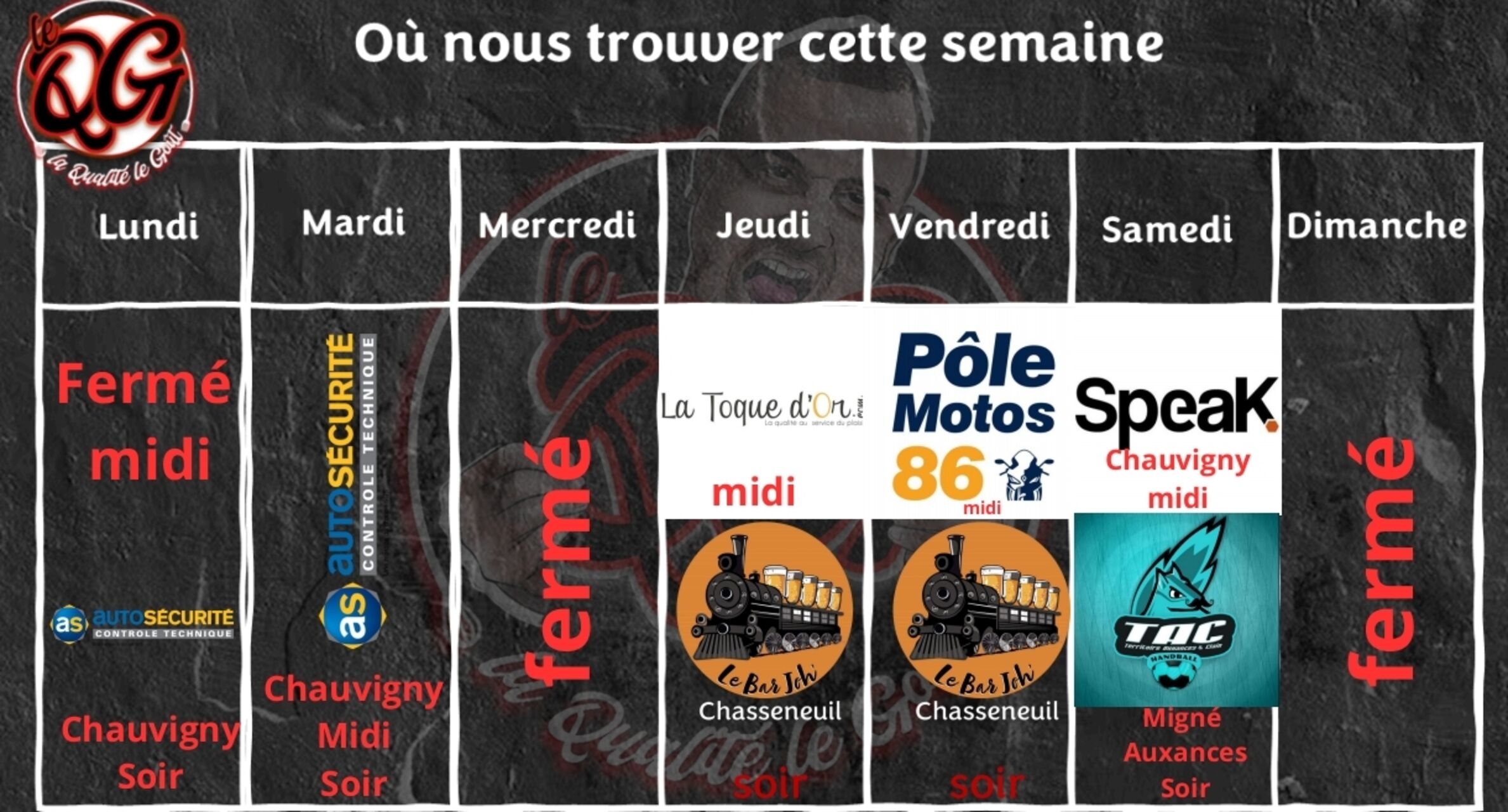 Planning du 4 janvier au 11 janvier