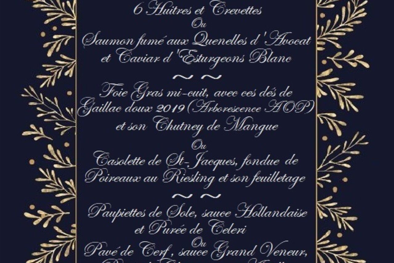 Menu du 1er Janvier 2022
