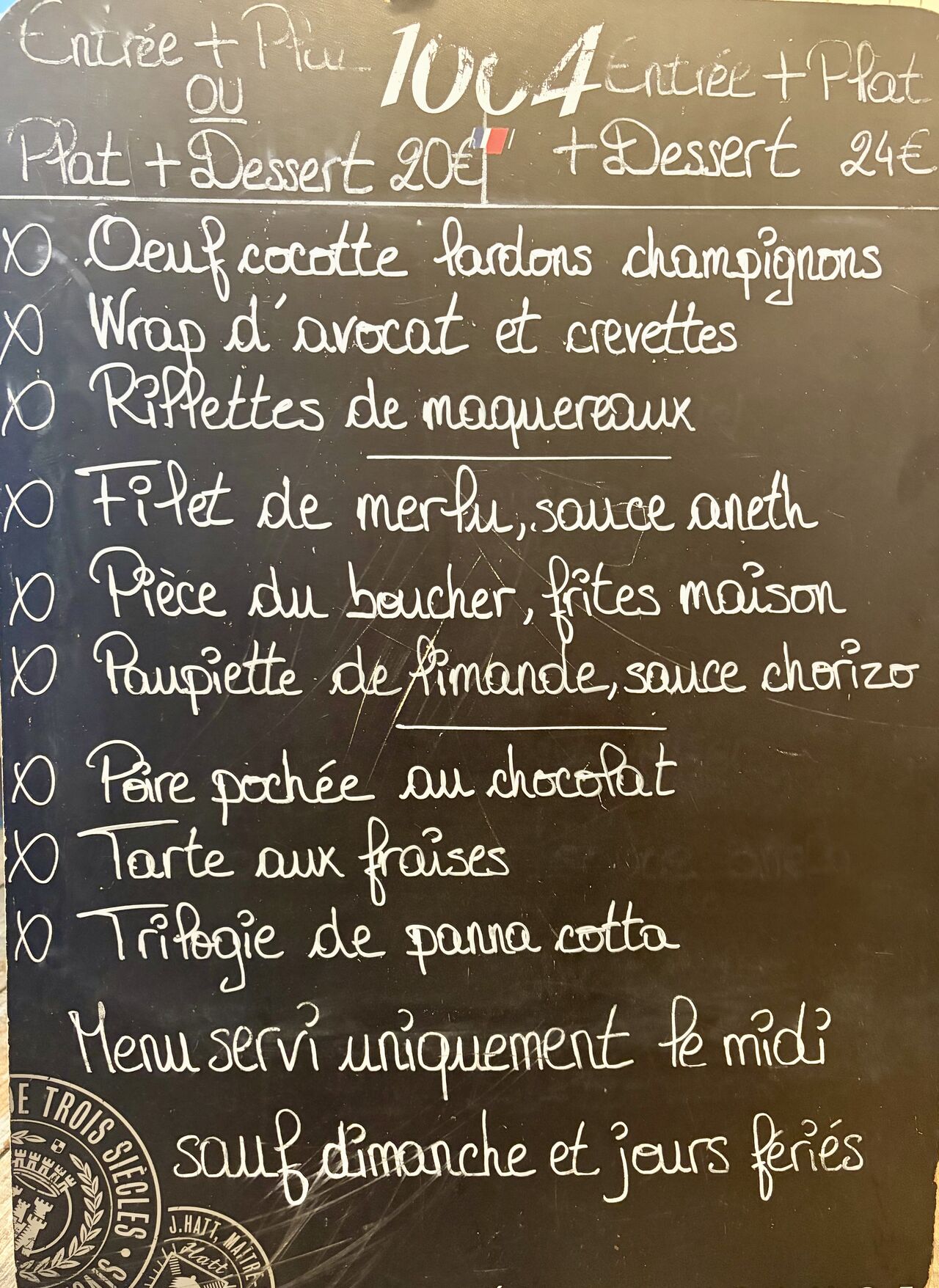 Menu du midi du 30/08 au 05/09