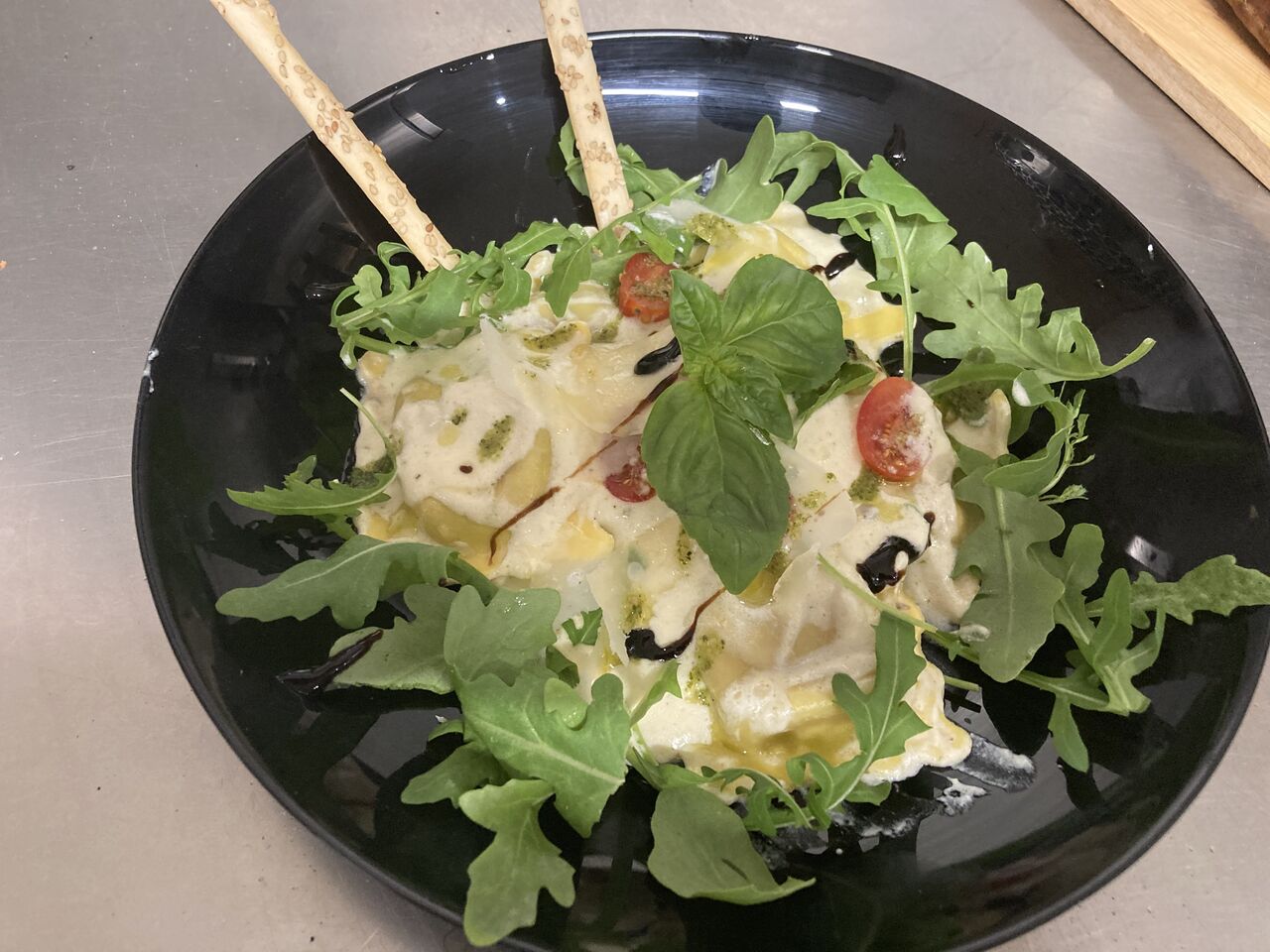 Raviolis au cèpes à la crème de parmesan 