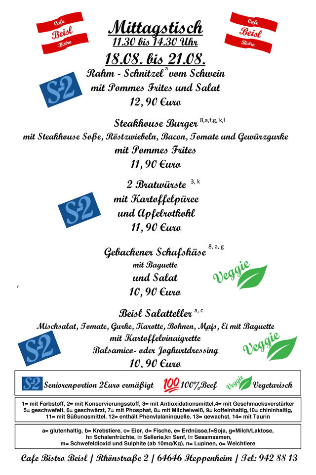 Mittagtisch 18.08.2025 bis 21.08.2025