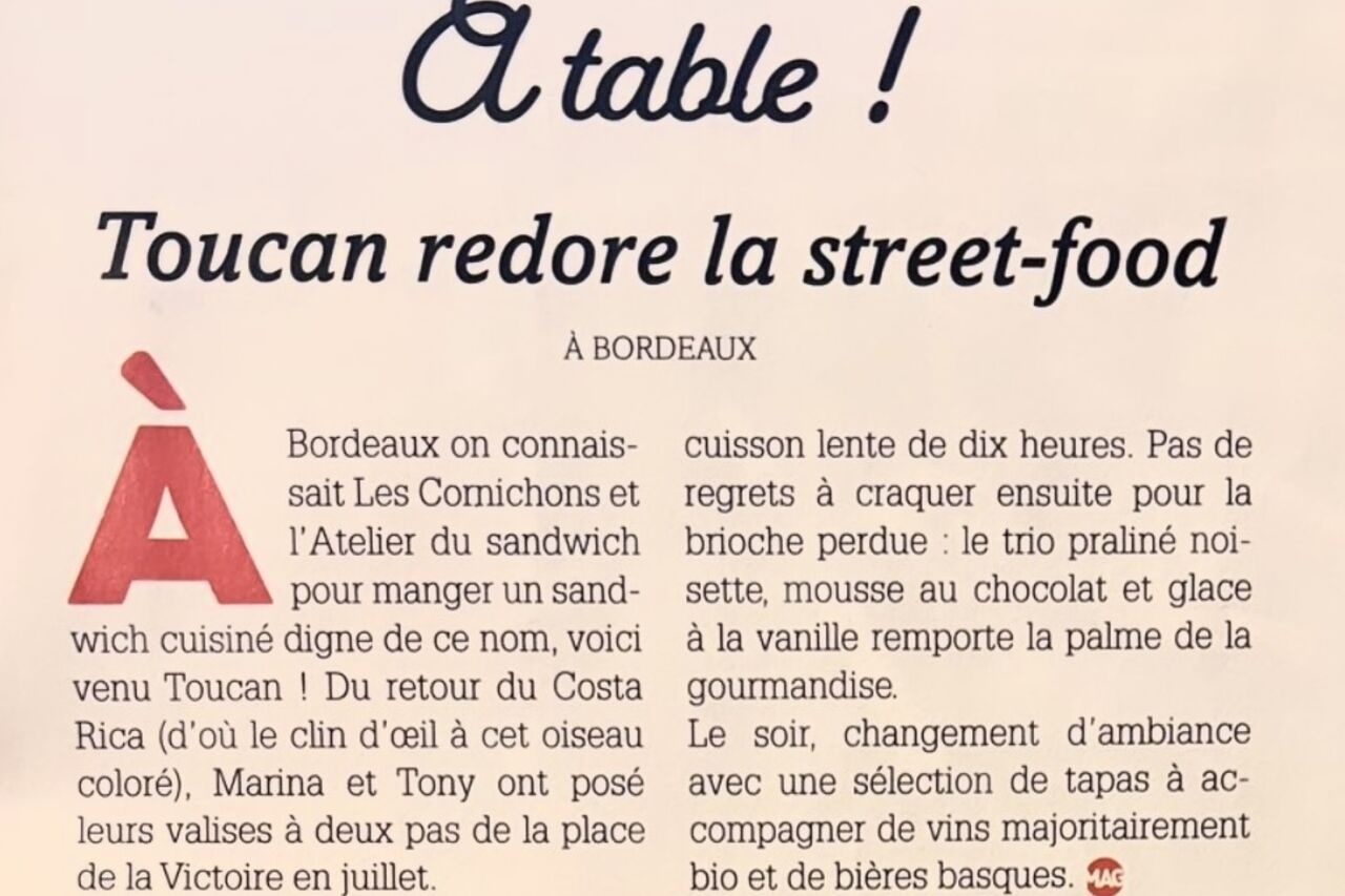 Un bel article sur TOUCAN dans SUD OUEST Mag