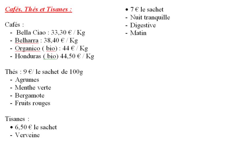 Cafés, Thés et Tisanes