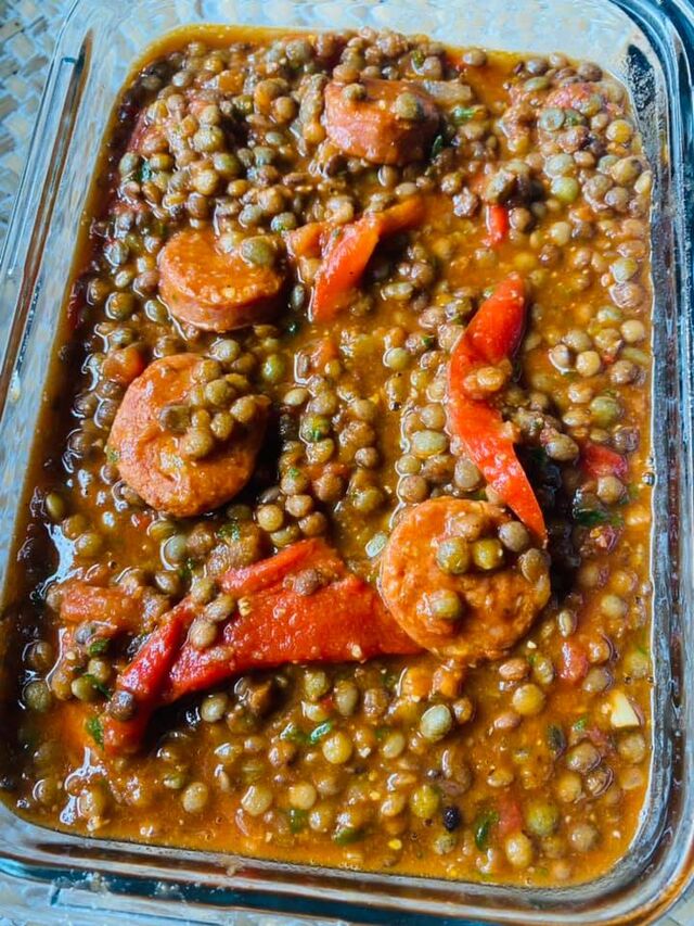 Lentilles Chorizo poivrons et tomates 