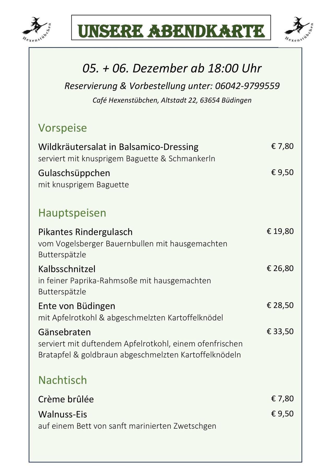 Abendkarte 05.12 & 06.12