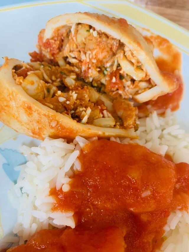 lulas recheadas con arroz
