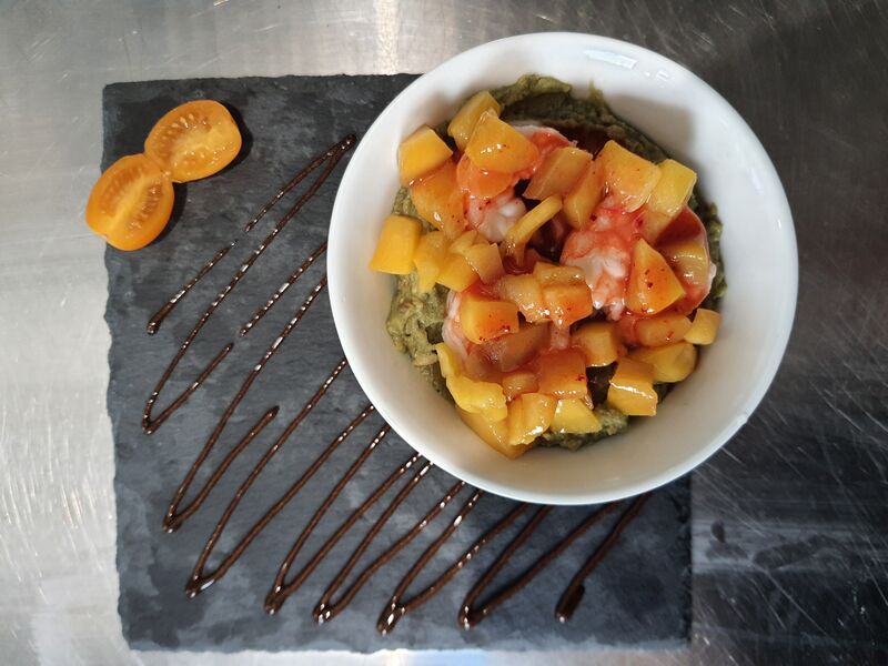 Guacamole maison crevettes mangue
