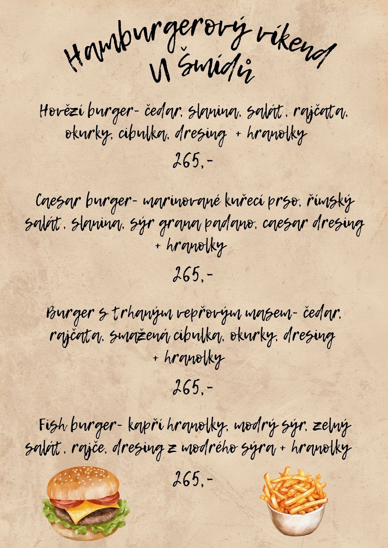 Hamburgerový víkend U Šmídů 9.1. - 11.1. 2026