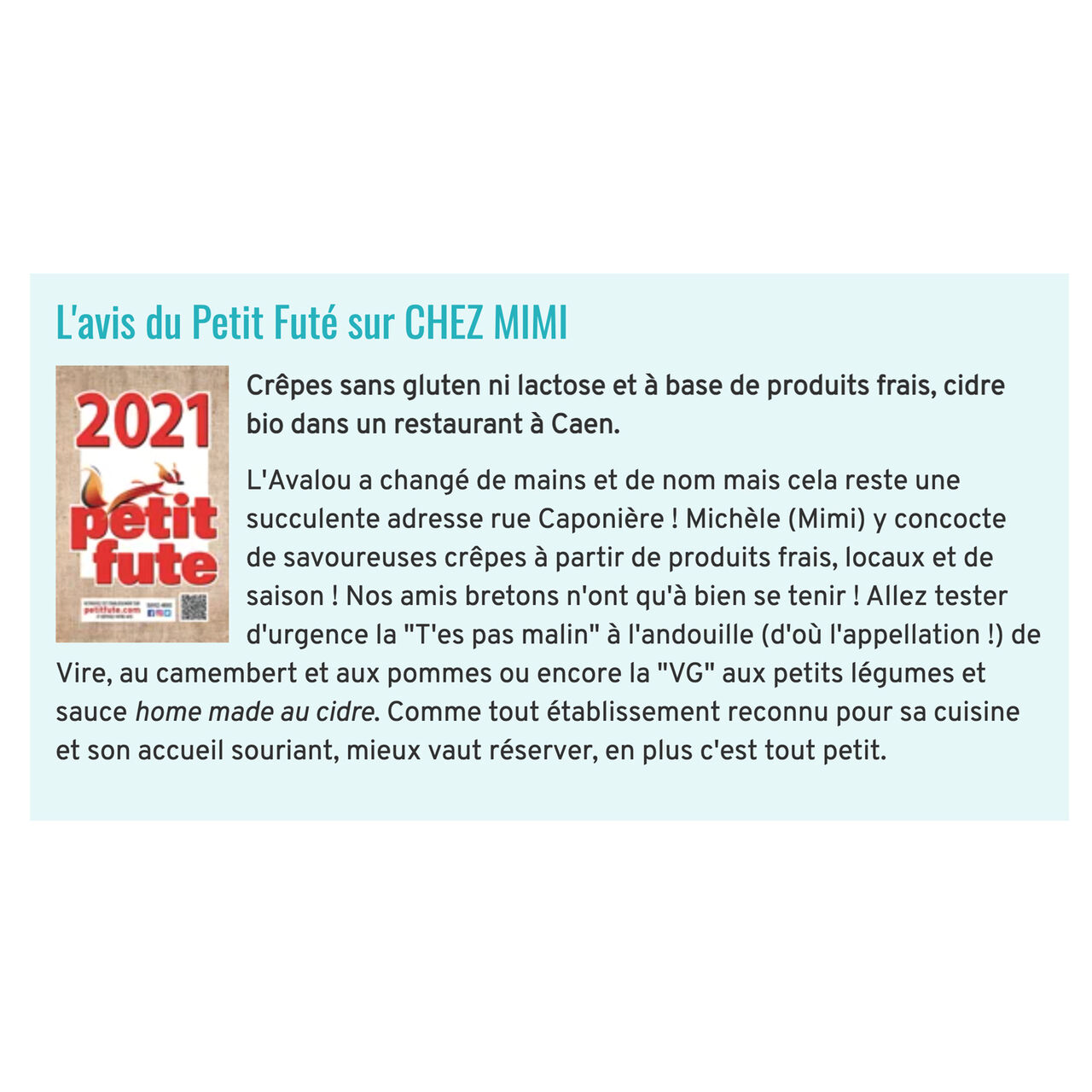 Quelle belle nouvelle pour commencer l'année....
https://www.petitfute.com/v4608-caen-14000/c1165-restaurants/c1029-cuisine-fra