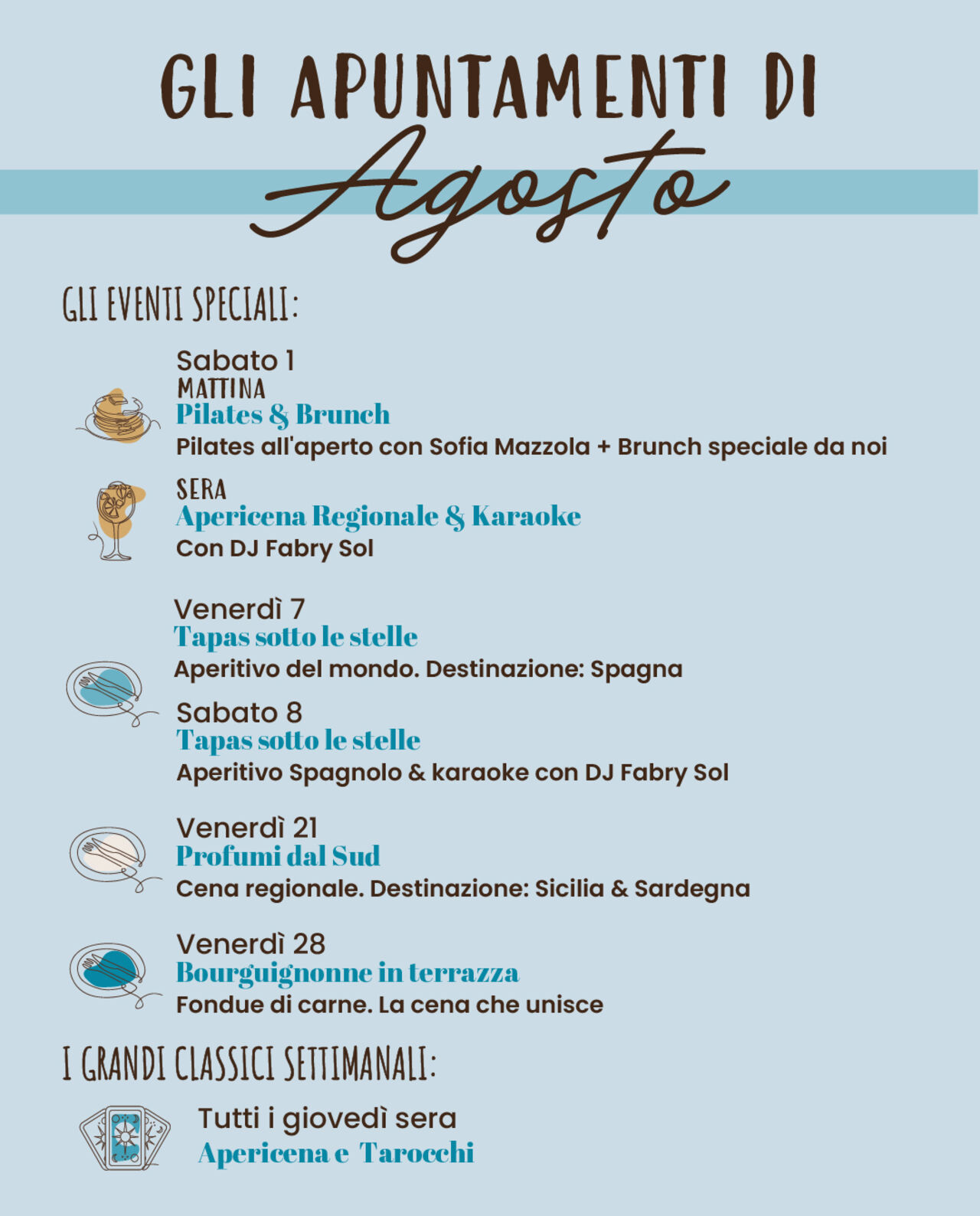 I NOSTRI APPUNTAMENTI DI AGOSTO