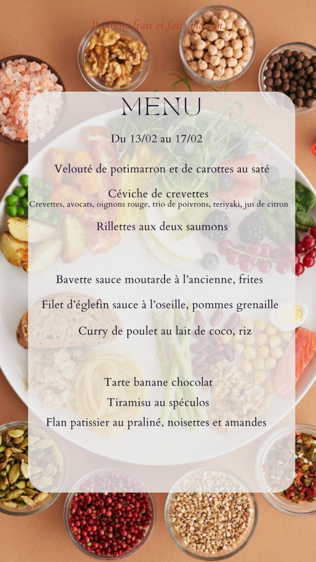 Menu du 13/02 au 17/02