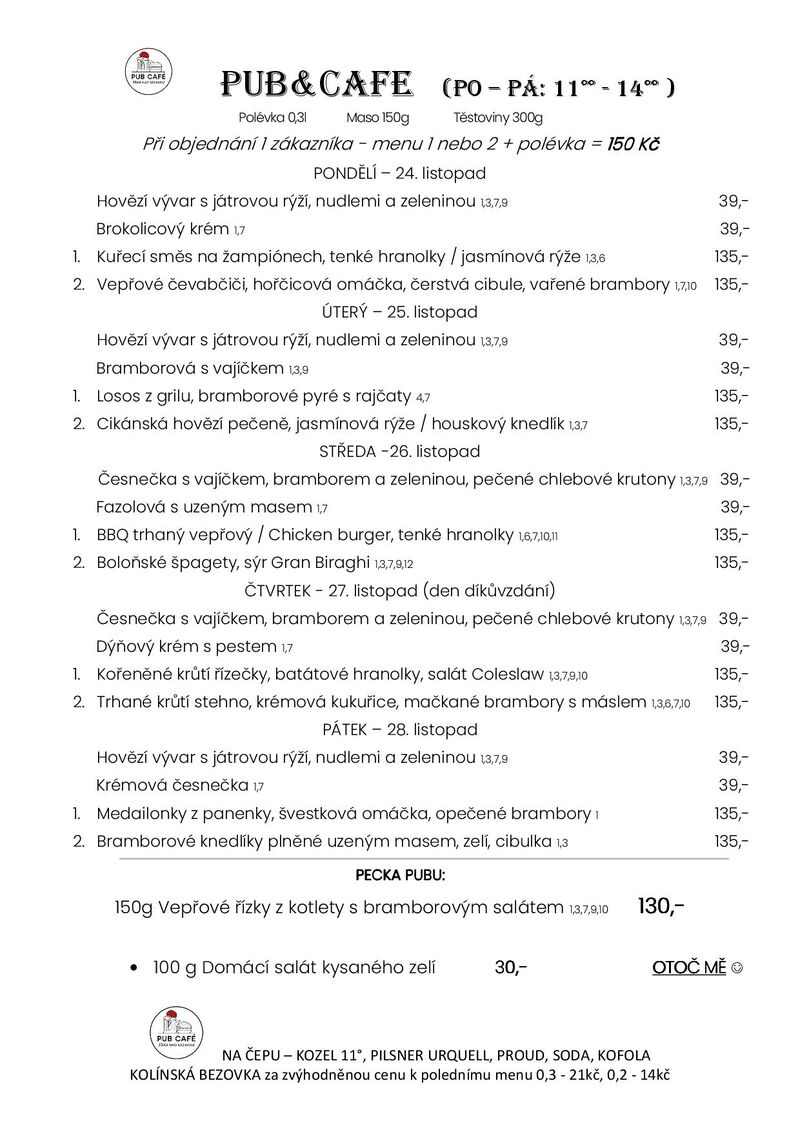 Denní menu od 24. LISTOPADU