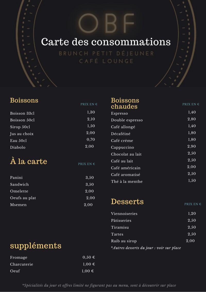 Carte des consommations 