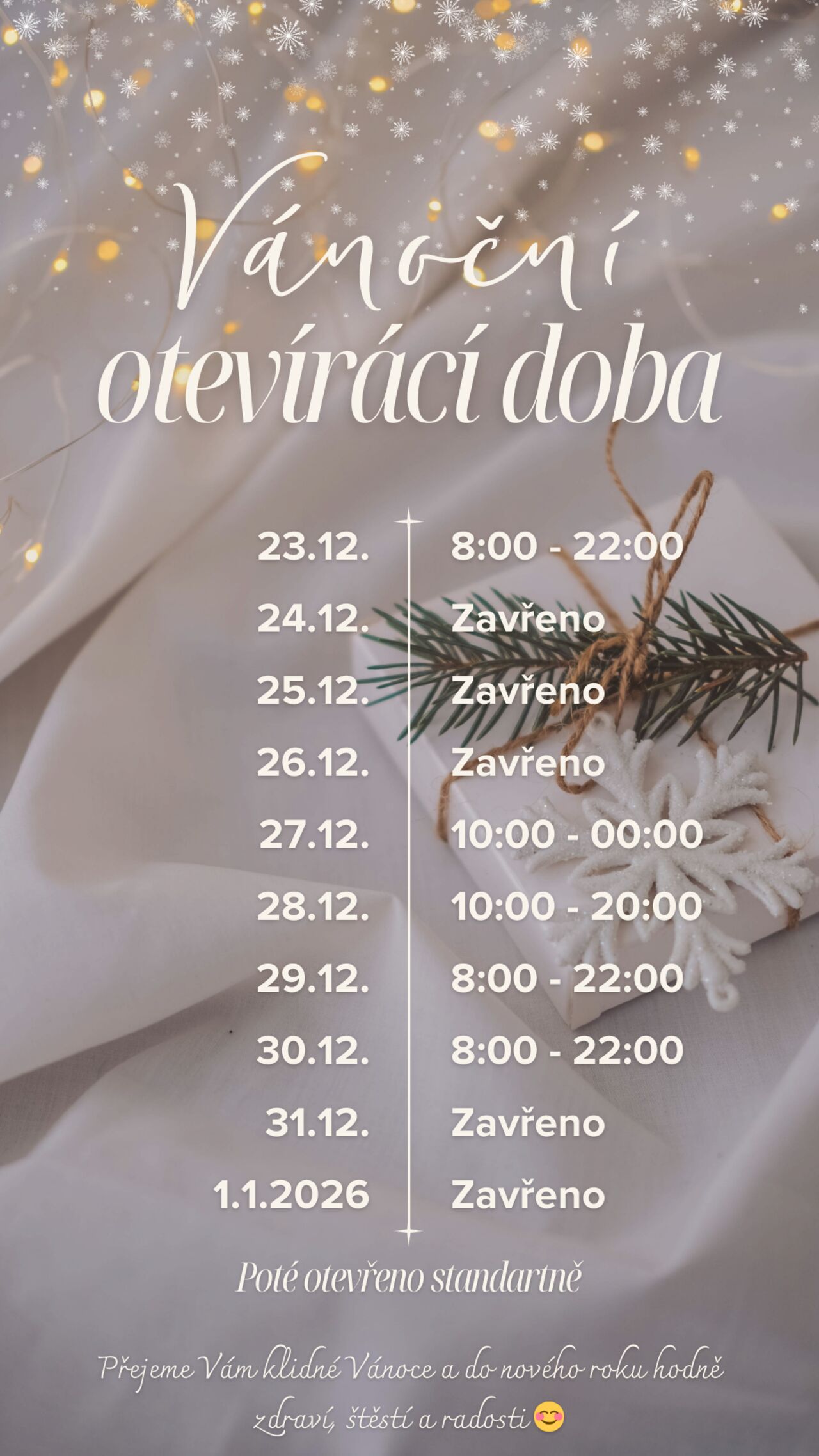 Vánoční otevírací doba