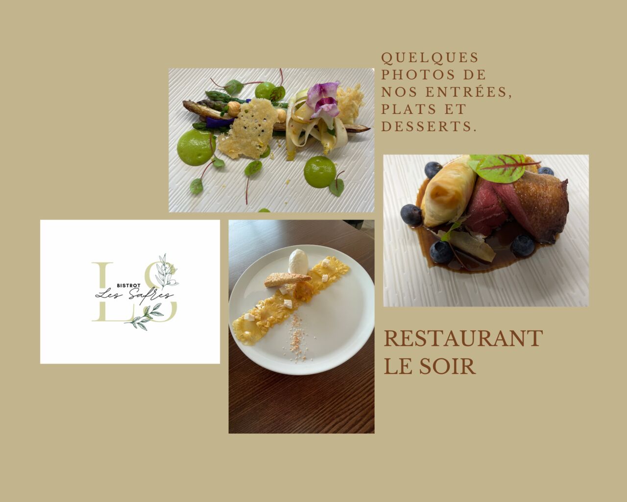 Entrée, plat et dessert restaurant du soir