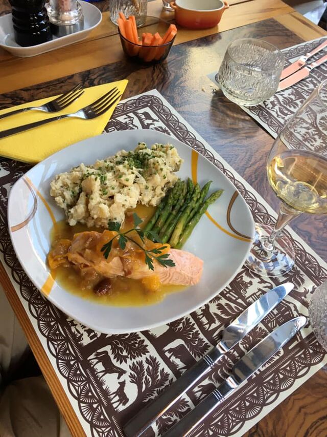 Salmon with Orange Sauce & Potato Salad